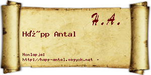 Hápp Antal névjegykártya